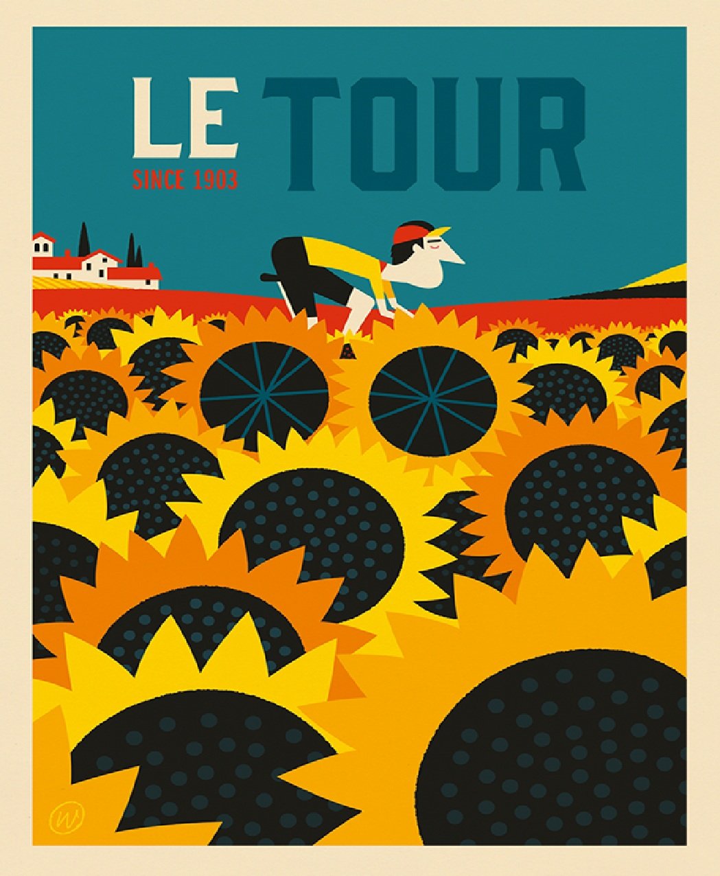 Le Tour Sunflowers Bicycling Poster Tour De France Art