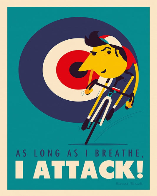 I Attack Cycling Poster Vintage Bicycle Art Poster