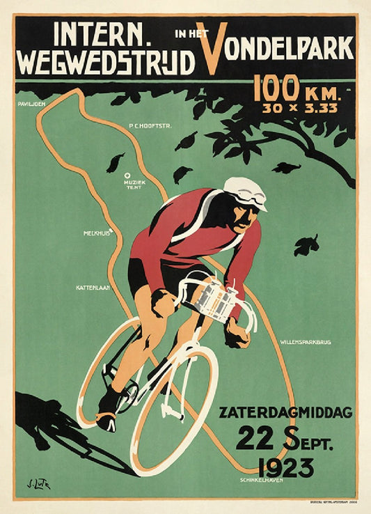 1923 Dutch Race Cycling Poster Bicyle Art