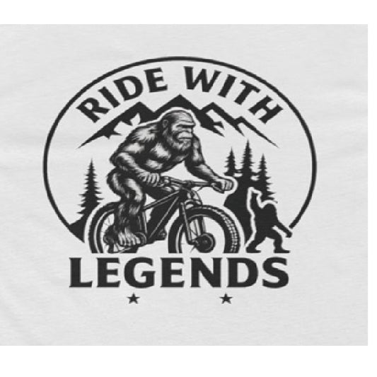 Ride with Legends – Bigfoot Sasquatch Mountain Bike Men’s T-Shirt