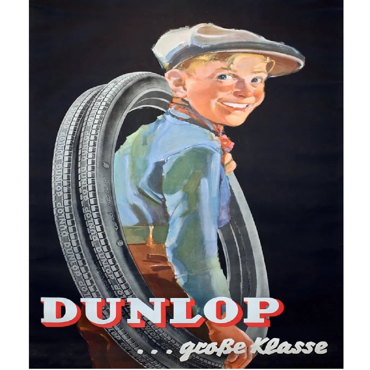 Dunlop Tires Bicycling Art Vintage Bicycle Art Poster Print 12" x 16"