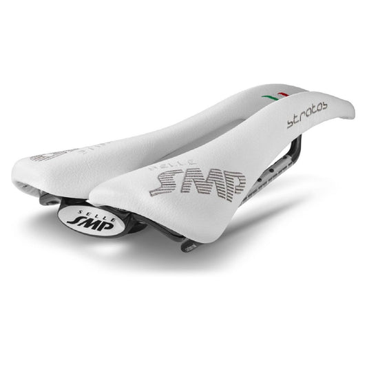 Selle SMP Stratos Bike Saddle with Carbon Rails White |Road or MTB