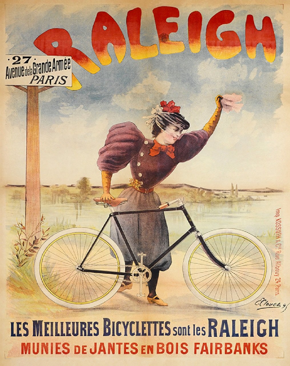 Raleigh Bicyclettes Cycling Poster Bicycle Art