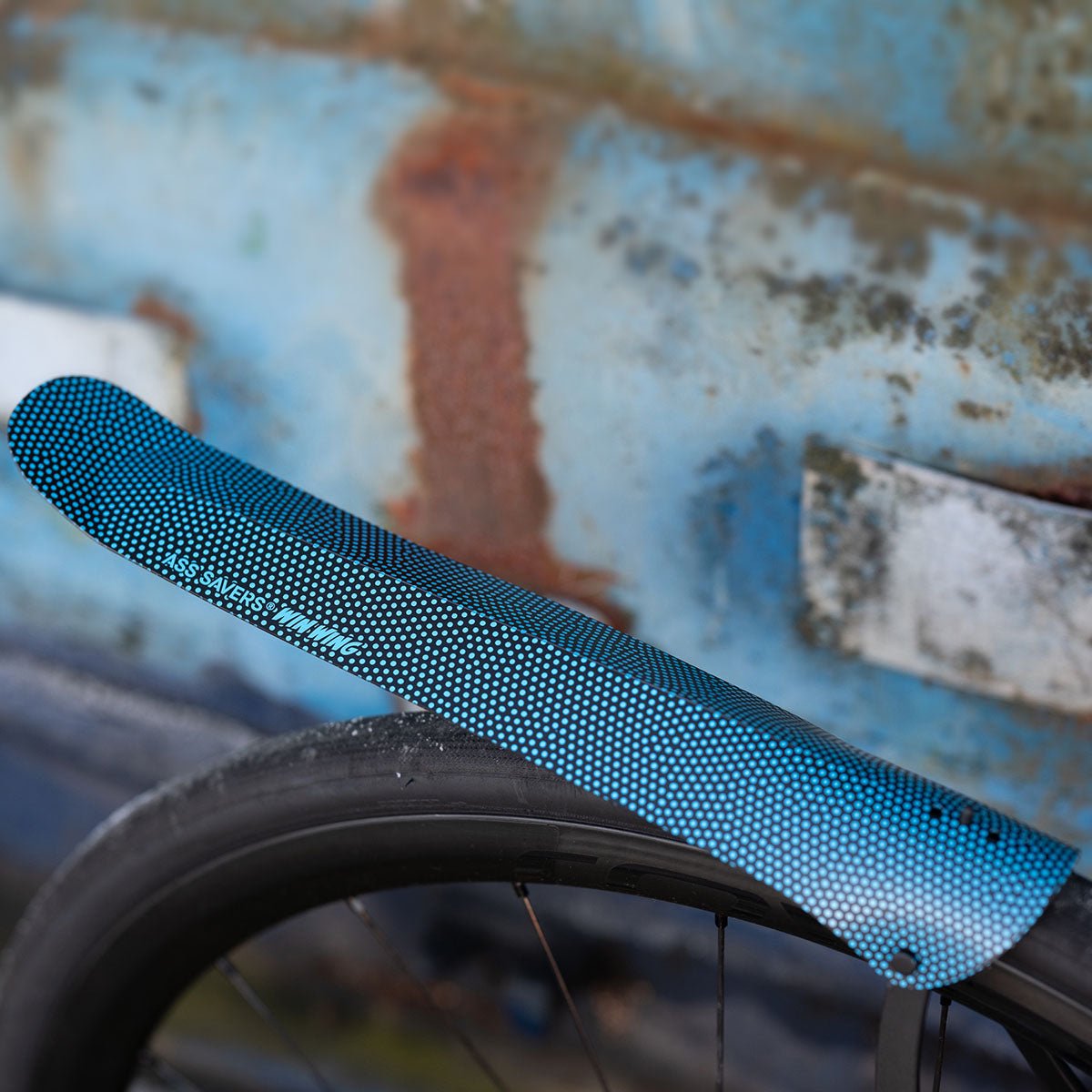 Ass Savers Win Wing 2 Road Rear Mudguard w/ Black Wishbone-Blue Dots