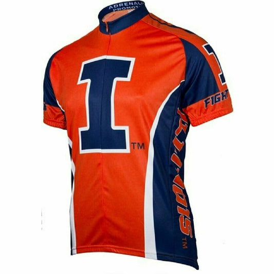University of Illinois Fighting Illini Cycling Jersey |Full zip Short Sleeve Men's