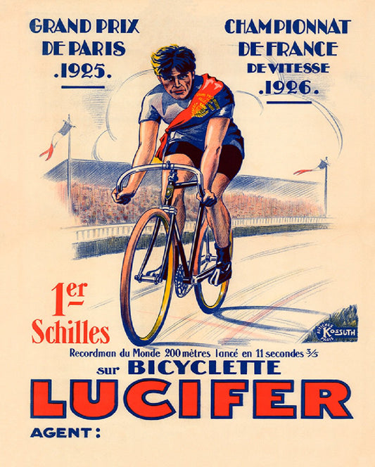 Cycling Poster Bicyclette Lucifer Cycling Poster Vintage Bicycling Art Poster