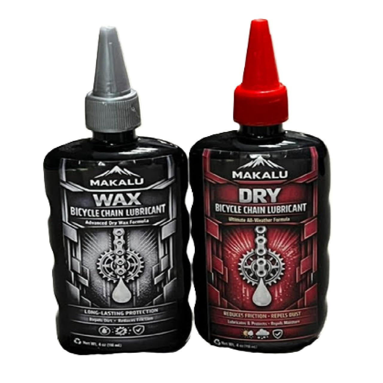 Makalu Bicycle Chain Lubricant Combo Pack - 4oz Dry Lube & 4oz Wax Lube