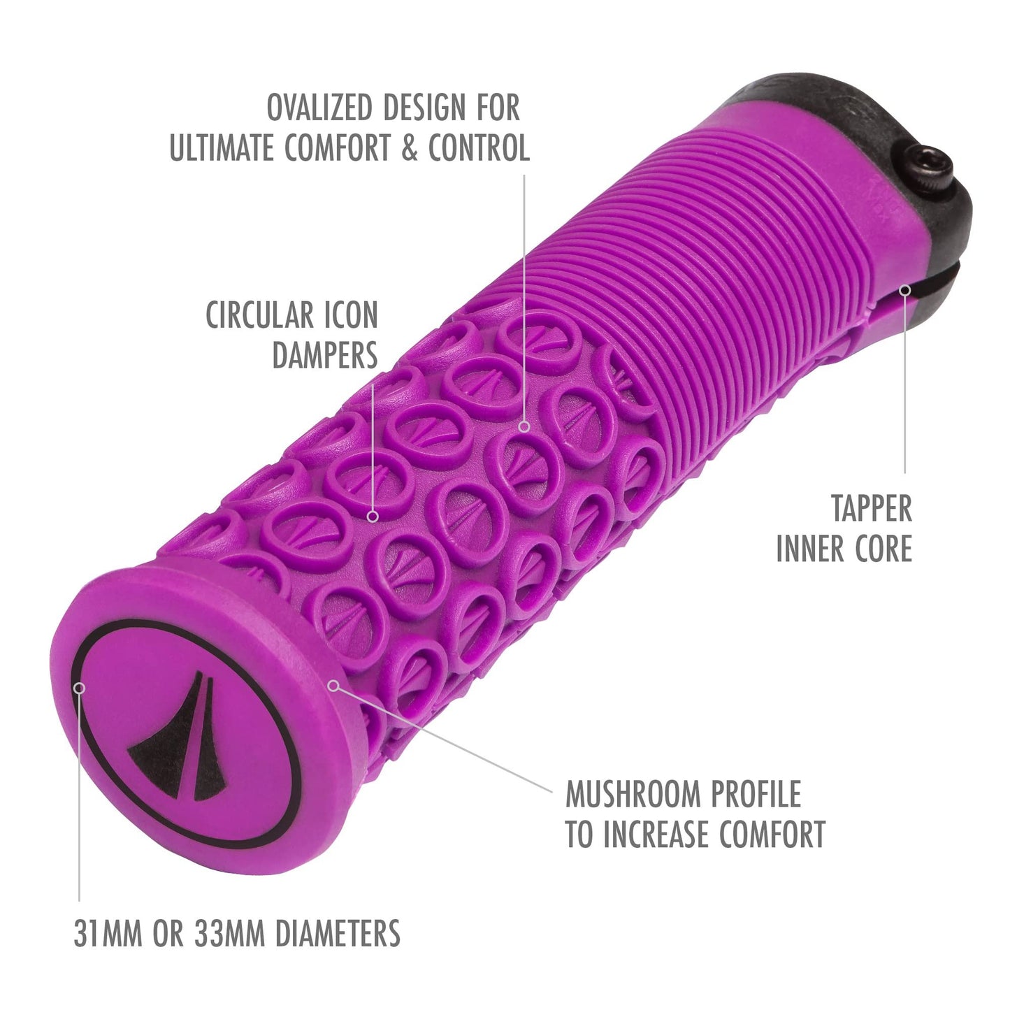 SDG Components, Thrice 31, Grips, 136mm, Purple, Pair