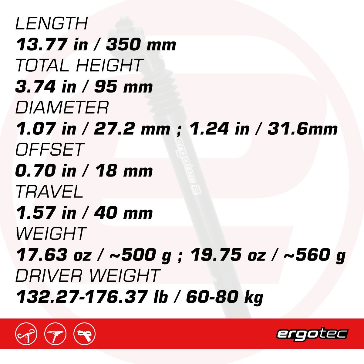 Ergotec - SP-3.0 - Suspension Bike Seat Post 31.6 x 350