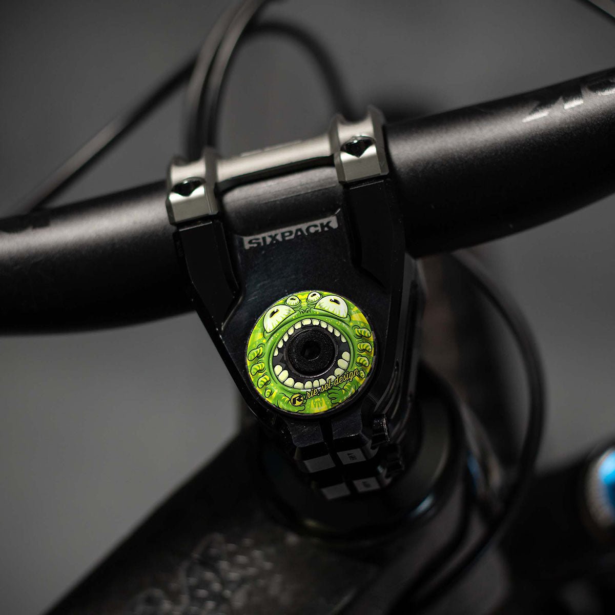 Riesel Design Monster Green STEM CAP - Bicycle Stem Cap, 1 1/8" Steerer Tube