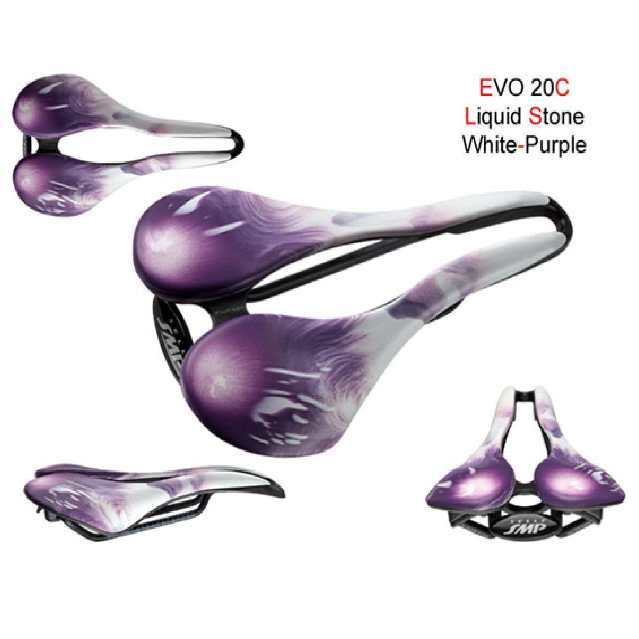 Selle SMP EVO 20C Bike Seat Liquid Stone White/Purple Saddle
