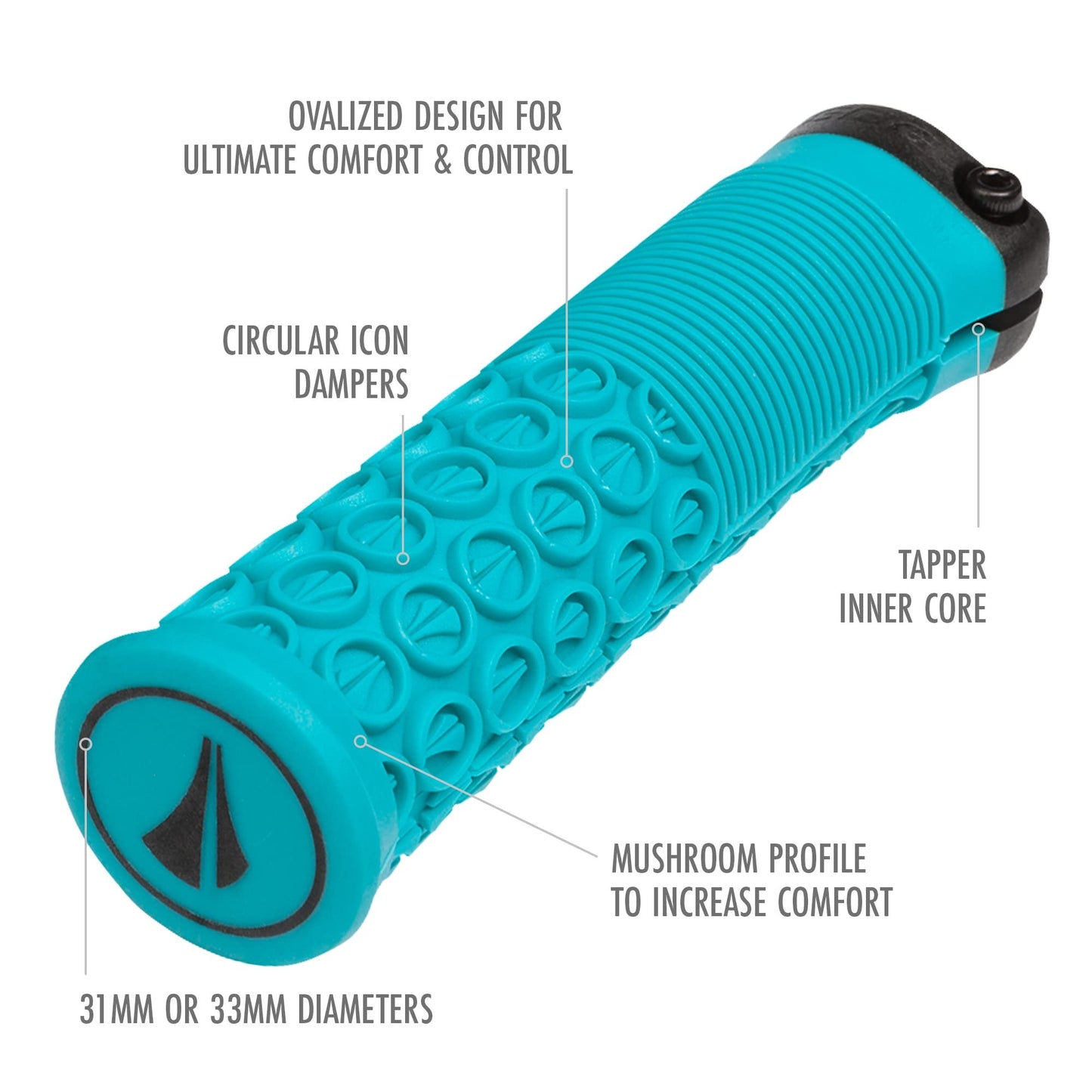 SDG Components, Thrice 31, Grips, 136mm, Turquoise, Pair