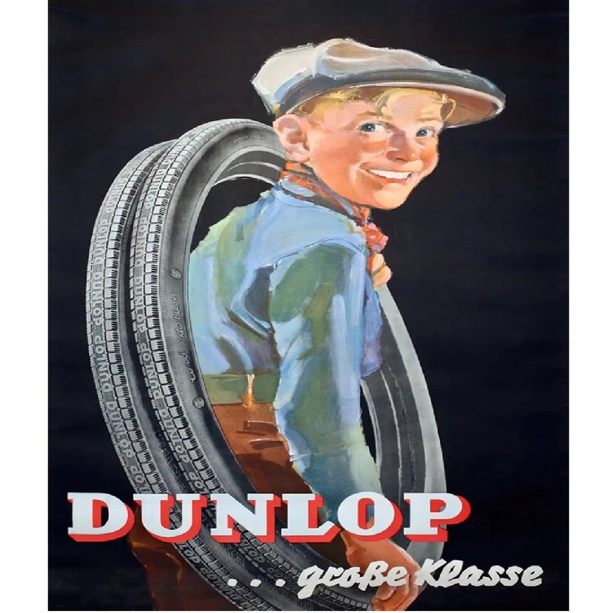 Dunlop Tires Bicycling Art Vintage Bicycle Art Poster Print 12" x 16"
