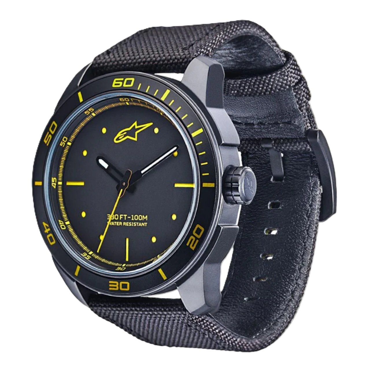 Alpinestars Tech Watch 3H 45mm Sport Watch Black-Black/Yellow