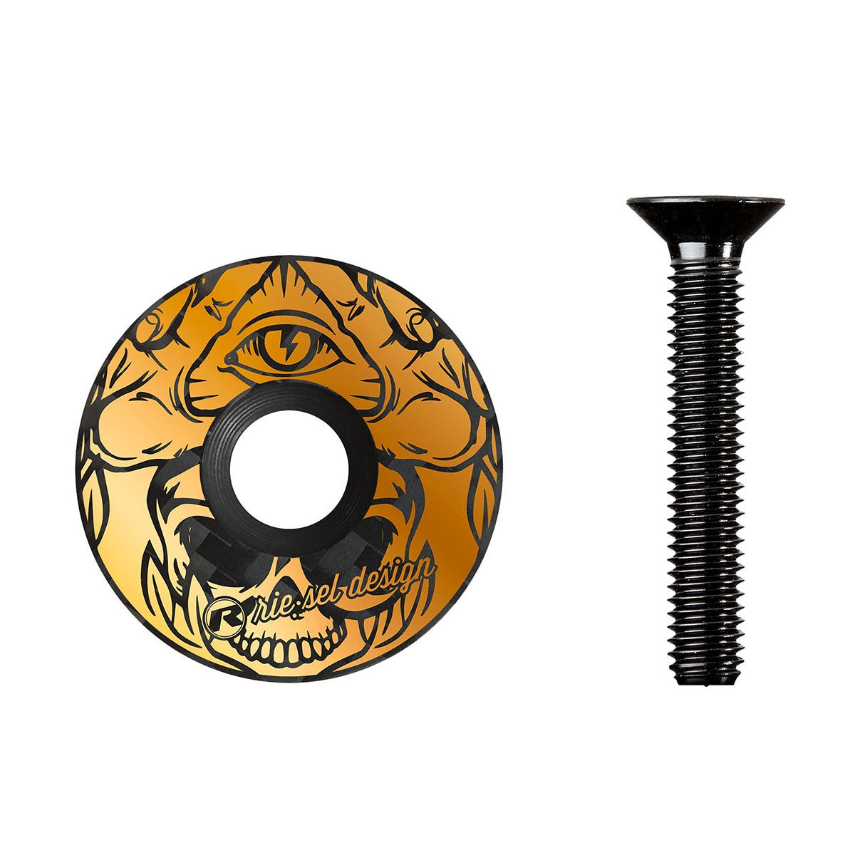Riesel Design Illuminati STEM CAP - Bicycle Stem Cap, 1 1/8" Steerer Tube