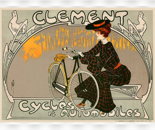 Clement Cycles Cycling Poster Vintage Bicycling Art -Misti 1904