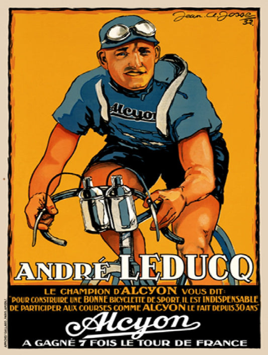 Cycling Poster Andre Leducq - Alcyon Cycling Poster Vintage Bicycling Art Poster