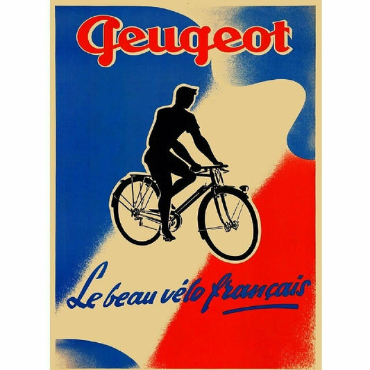 Cycling Poster Peugeot Beautiful Bicycle Poster Fine Art Vintage 11" x 17"
