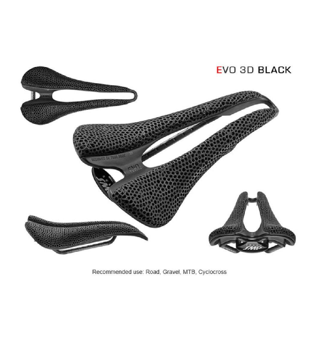 Selle SMP EVO 3D Series Bicycle Racing Saddle w/ Steel Rails Black