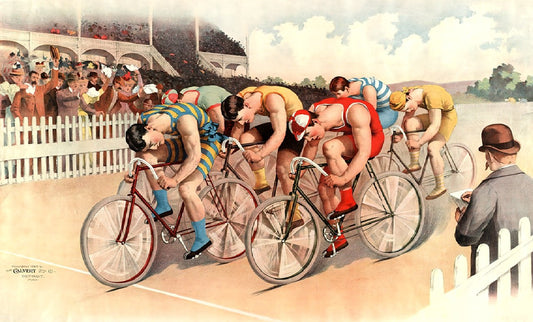 1895 Velodrome Racers Cycling Poster Bicycle Art