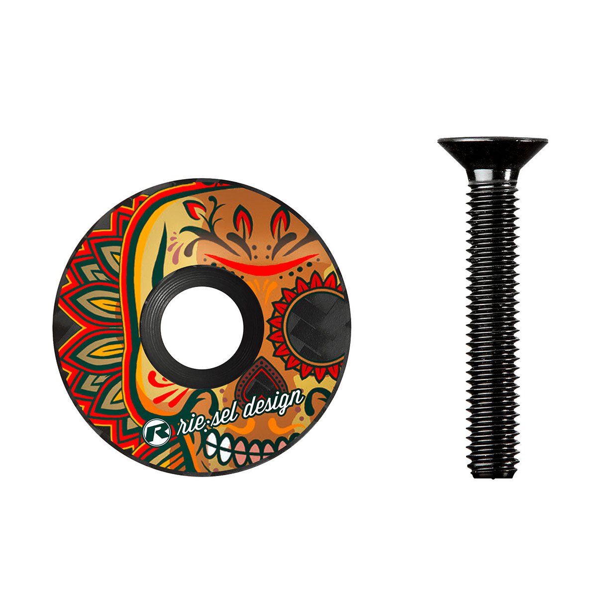 Riesel Design Los Muertos STEM CAP - Bicycle Stem Cap, 1 1/8" Steerer Tube