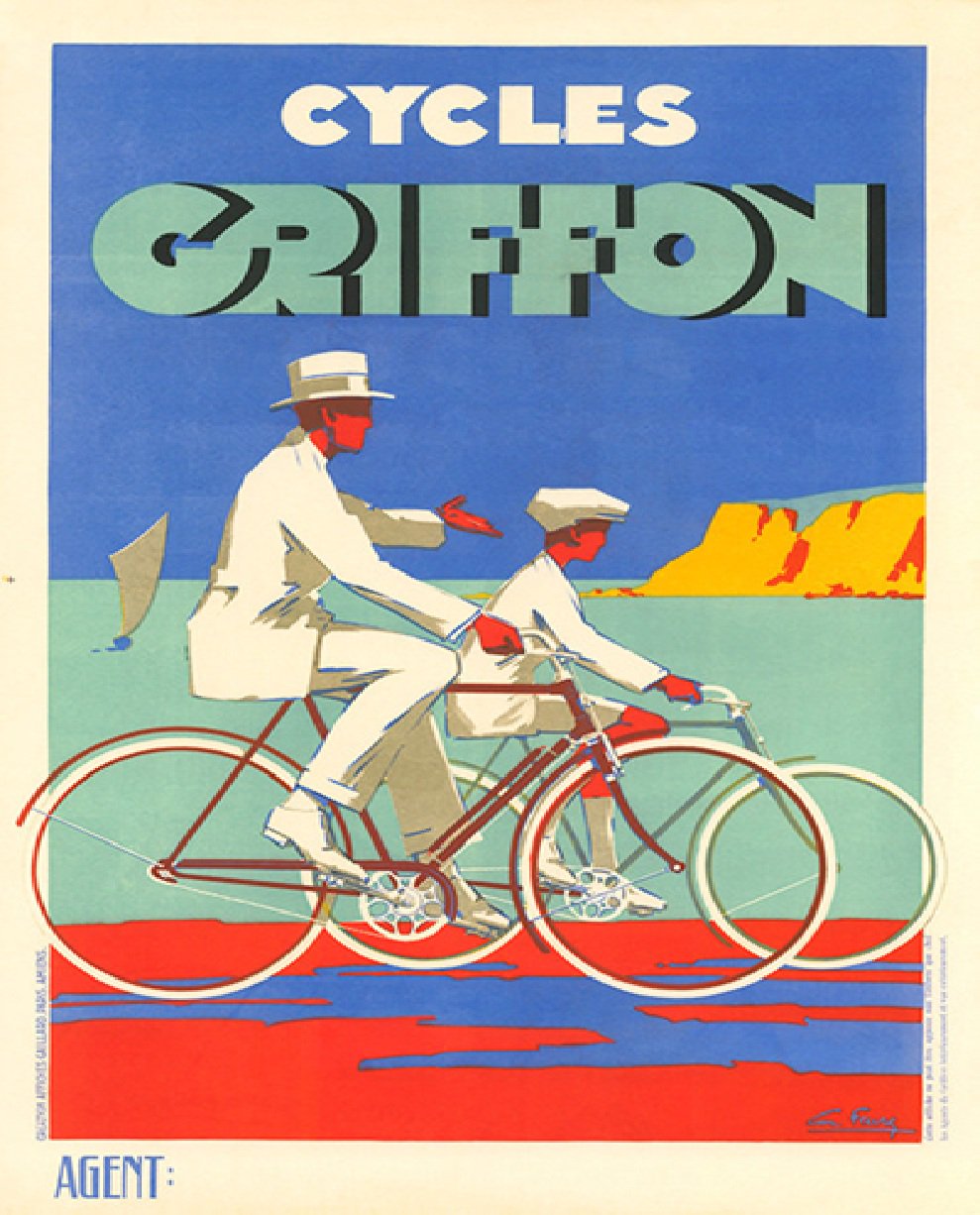 Cycles Griffon Art Deco Vintage Bicycling Art Reproduction Poster