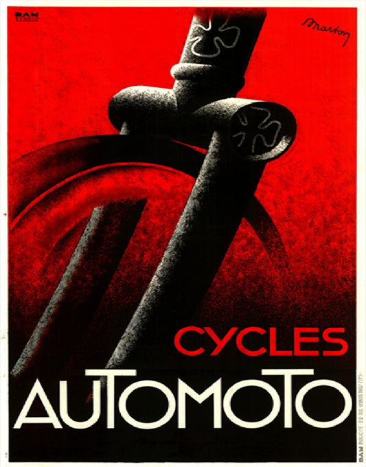 Cycles Automoto Vintage Art Cycling Poster