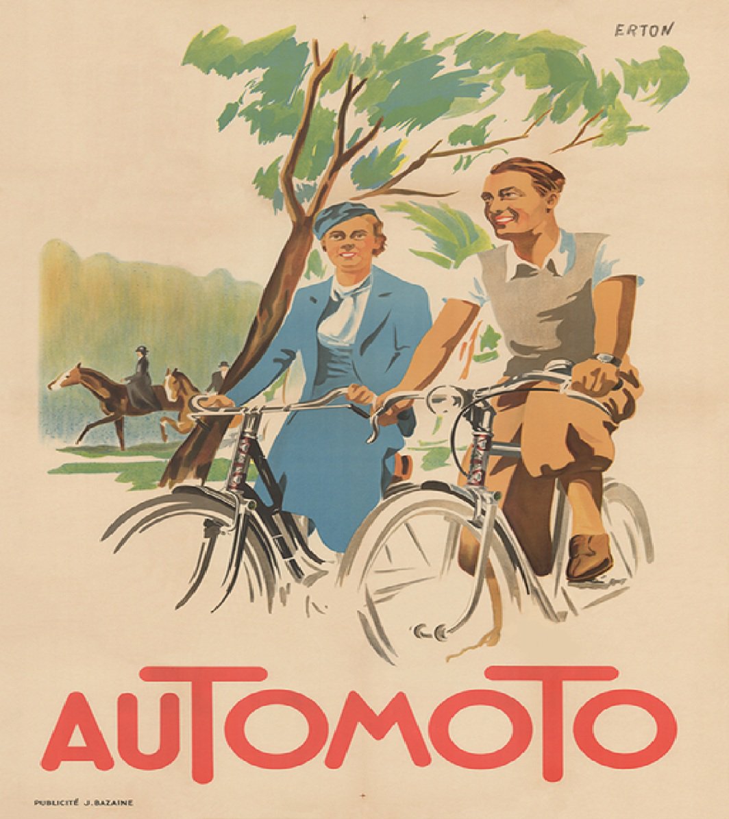 Automoto Vintage Bicycling Poster Bicycle Art