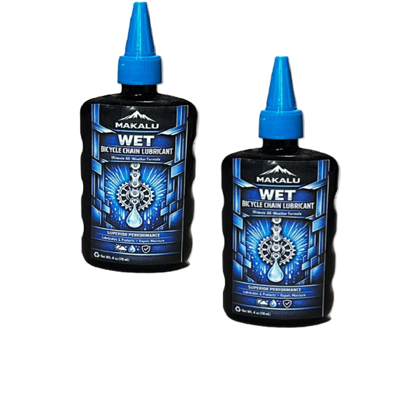 Makalu Wet Long Lasting Bicycle Chain Lubricant 4oz (2 Pack)