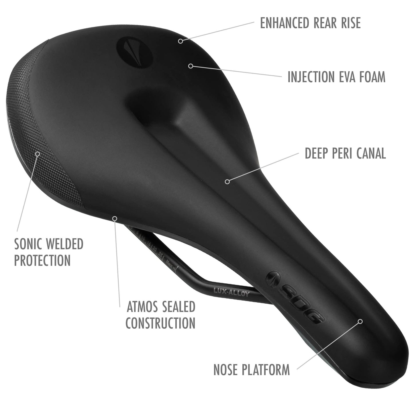 SDG Components, Bel-Air V3 MAX Lux-Alloy, Saddle, 260 x 140mm, Black 255g,