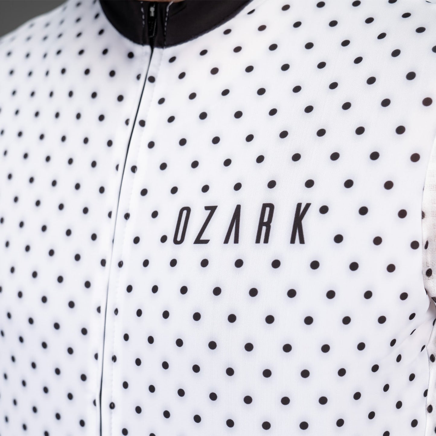Ozark Cycling Men’s White Polka Dot Jersey – Performance Fit and Comfort with Four Pockets