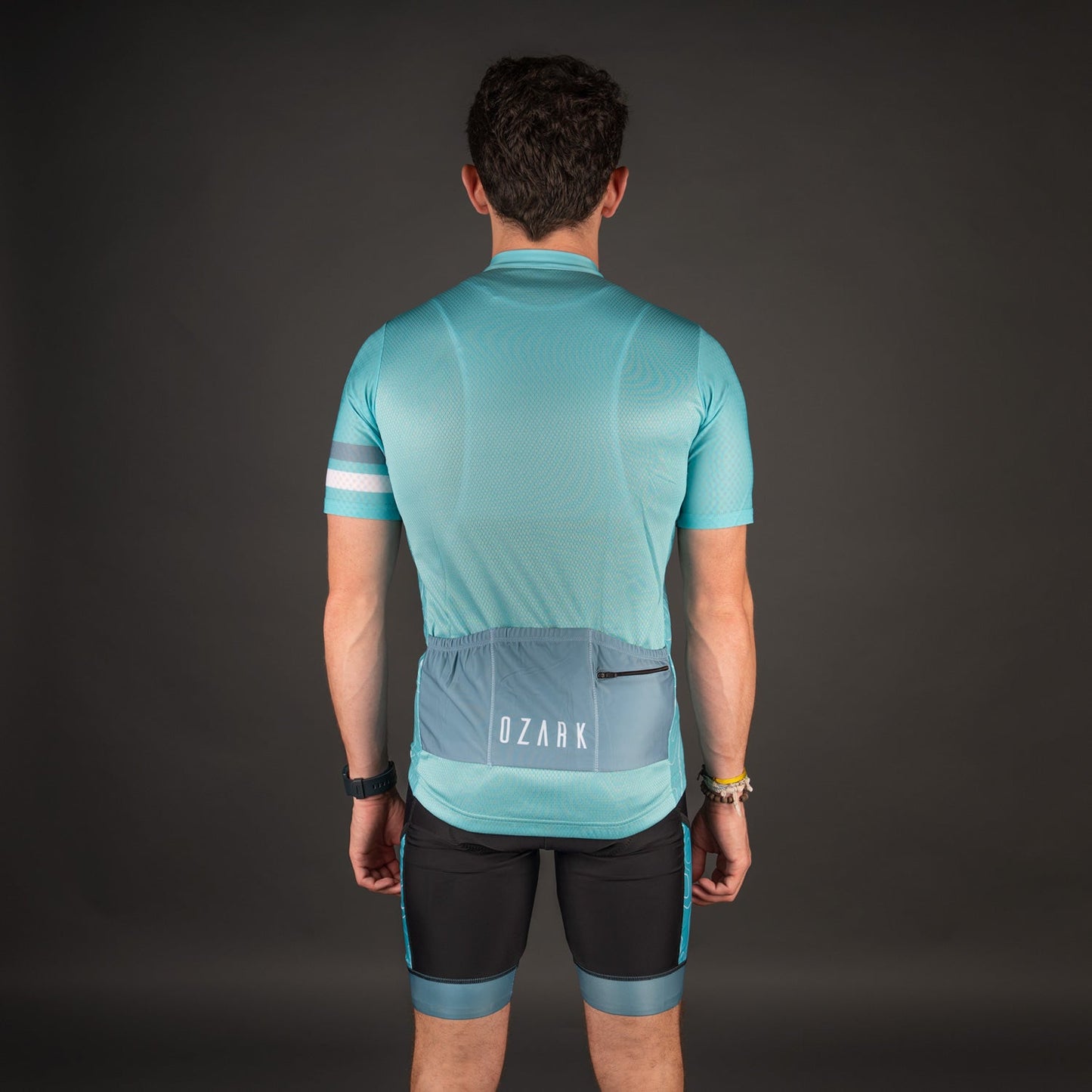 Ozark Cycling Men’s Teal Core Road Jersey – Breathable, Performance Fit with Four-Pocket Storage