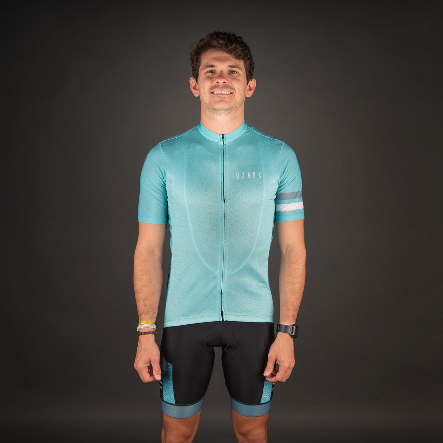 Ozark Cycling Men’s Teal Core Road Jersey – Breathable, Performance Fit with Four-Pocket Storage
